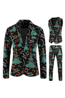 Load image into Gallery viewer, Merry Christmas Dark Green 3 Pieces Shawl Lapel Men&#39;s Christmas Party Suits