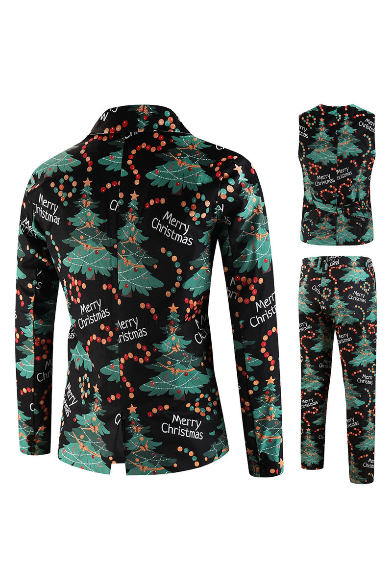 Load image into Gallery viewer, Merry Christmas Dark Green 3 Pieces Shawl Lapel Men&#39;s Christmas Party Suits