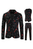 Load image into Gallery viewer, Zombie Man Cane Print Black Three Piece Men&#39;s Christmas Party Suit