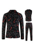 Load image into Gallery viewer, Zombie Man Cane Print Black Three Piece Men&#39;s Christmas Party Suit