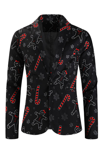 Zombie Man Cane Print Black Three Piece Men's Christmas Party Suit