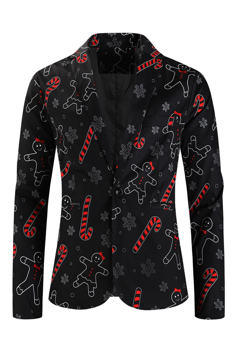 Load image into Gallery viewer, Zombie Man Cane Print Black Three Piece Men&#39;s Christmas Party Suit