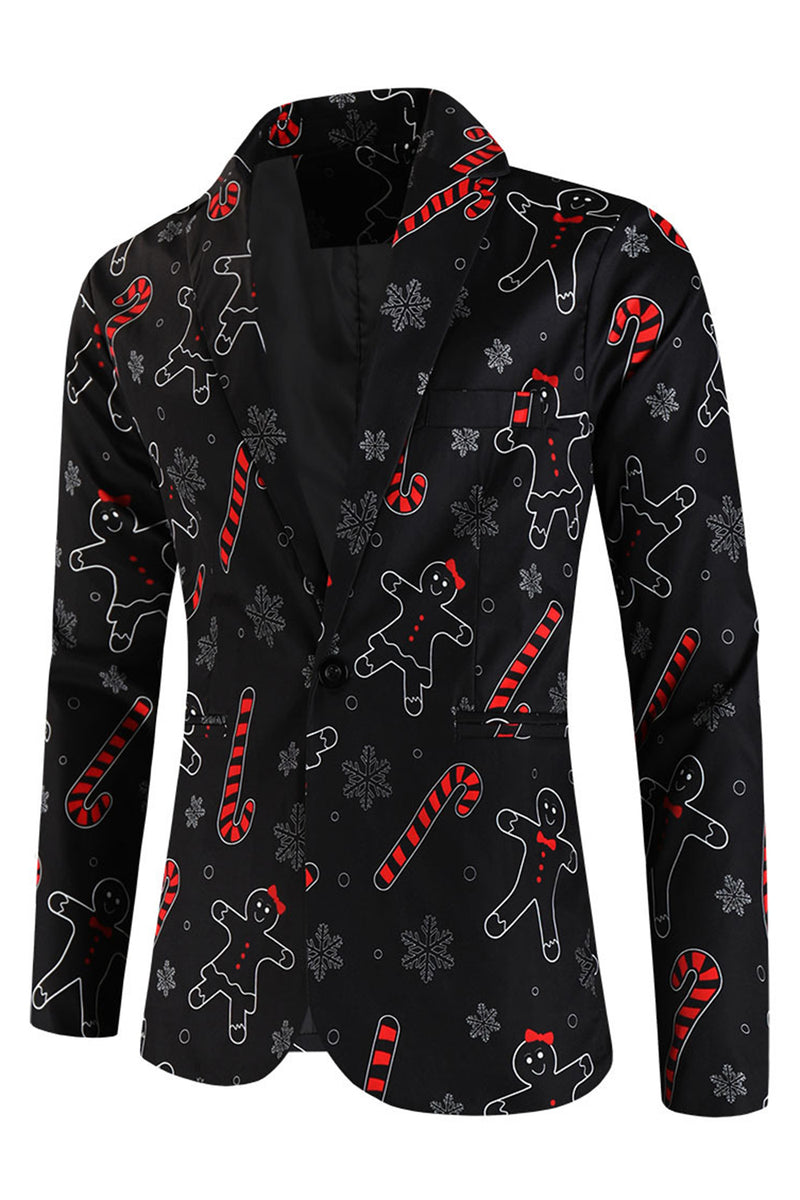 Load image into Gallery viewer, Zombie Man Cane Print Black Three Piece Men&#39;s Christmas Party Suit