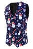 Load image into Gallery viewer, Navy Snowman Cane Print Three-piece Men&#39;s Christmas Party Suit