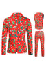 Load image into Gallery viewer, Red Single Button White Star Print 3 Pieces Men&#39;s Christmas Suit