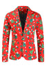 Load image into Gallery viewer, Red Single Button White Star Print 3 Pieces Men&#39;s Christmas Suit