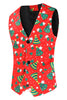 Load image into Gallery viewer, Red Single Button White Star Print 3 Pieces Men&#39;s Christmas Suit