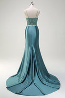 Load image into Gallery viewer, Dusty Green Mermaid Spaghetti Straps Long Prom Dress
