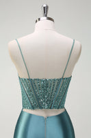 Load image into Gallery viewer, Dusty Green Mermaid Spaghetti Straps Long Prom Dress