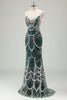 Load image into Gallery viewer, Dark Green Mermaid Strapless Sequins Corset Prom Dress