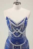 Load image into Gallery viewer, Dark Green Mermaid Strapless Sequins Corset Prom Dress