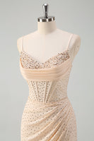 Load image into Gallery viewer, Glitter Yellow Mermaid Beaded Long Corset Prom Dress