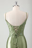 Load image into Gallery viewer, Sage Mermaid Spaghetti Straps Long Prom Dress With Sequins