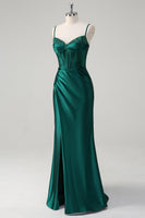 Load image into Gallery viewer, Dark Green Mermaid Corset Beaded Long Prom Dress