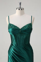 Load image into Gallery viewer, Dark Green Mermaid Corset Beaded Long Prom Dress