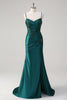Load image into Gallery viewer, Mermaid Dark Green Spaghetti Straps Prom Dress