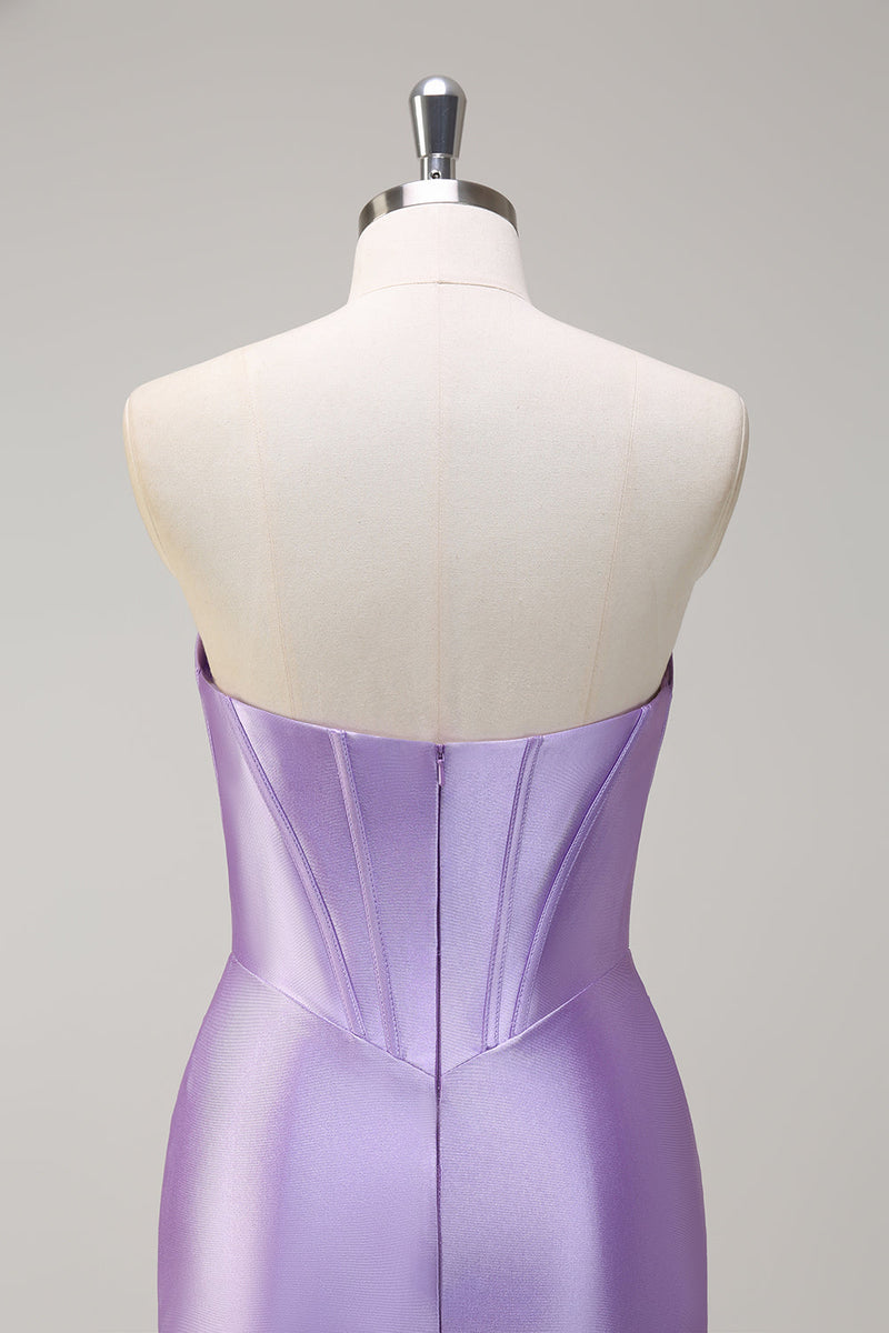 Load image into Gallery viewer, Royal Blue Mermaid Strapless Corset Sequin Prom Dress with Slit