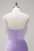 Load image into Gallery viewer, Lilac Mermaid Ruched Corset Beaded Long Prom Dress