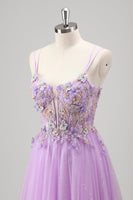 Load image into Gallery viewer, Glitter Floral Beaded Lilac Appliques Corset Prom Dress
