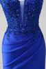 Load image into Gallery viewer, Glitter Royal Blue Mermaid Corset Prom Dress with Slit
