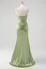 Load image into Gallery viewer, Green Mermaid Spaghetti Straps Corset Long Beaded Prom Dress