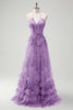 Load image into Gallery viewer, Green A Line Halter Floral Corset Ruffled Long Prom Dress