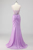 Load image into Gallery viewer, Grey Green Mermaid Strapless Sequin Corset Ruched Prom Dress