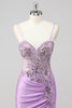 Load image into Gallery viewer, Grey Green Mermaid Strapless Sequin Corset Ruched Prom Dress