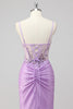 Load image into Gallery viewer, Grey Green Mermaid Strapless Sequin Corset Ruched Prom Dress