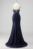 Load image into Gallery viewer, Grey Green Mermaid Strapless Sequin Corset Ruched Prom Dress