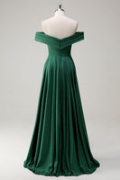 Load image into Gallery viewer, Glitter Off the Shoulder Dark Green Mermaid Prom Dress
