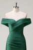 Load image into Gallery viewer, Glitter Off the Shoulder Dark Green Mermaid Prom Dress