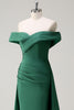Load image into Gallery viewer, Glitter Off the Shoulder Dark Green Mermaid Prom Dress