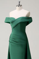 Load image into Gallery viewer, Glitter Off the Shoulder Dark Green Mermaid Prom Dress