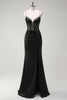 Load image into Gallery viewer, Black Mermaid Corset Spaghetti Straps Prom Dress With Slit