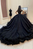 Load image into Gallery viewer, Off the Shoulder Black Appliques Long Quinceanera Dress