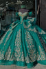 Load image into Gallery viewer, Off The Shoulder Sequined Tulle Sparkly Dark Green Quinceanera Dress with Appliques