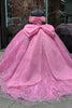 Load image into Gallery viewer, Sequined Hot Pink Off The Shoulder Tulle Sparkly Ball Gown with Appliques