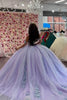 Load image into Gallery viewer, Lilac Sparkly Off The Shoulder Sequined Tulle Ball Gown with Appliques