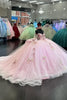 Load image into Gallery viewer, Sequined Corset Sparkly Pink Off The Shoulder Ball Gown with Beaded