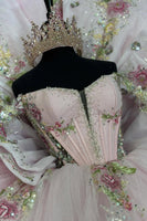 Load image into Gallery viewer, Sequined Corset Sparkly Pink Off The Shoulder Ball Gown with Beaded