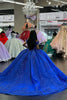 Load image into Gallery viewer, Royal Blue Off The Shoulder Ruffles Long Quinceanera Dress with Beaded