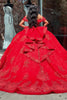 Load image into Gallery viewer, Sparkly Red Off the Shoulder Appliques Tulle Quinceanera Dress with Sequins