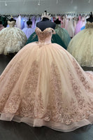 Load image into Gallery viewer, Blush Corset Off The Shoulder Tulle Ball Gown with Appliques