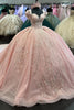 Load image into Gallery viewer, Appliques Blush Square Neck Tulle Long Quinceanera Dress
