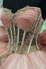 Load image into Gallery viewer, Glitter Blush Sweetheart Beaded Appliques Tulle Quinceanera Dress with Bow