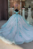 Load image into Gallery viewer, Glitter Green Pink Floral Off The Shoulder Tulle Quinceanera Dress with Appliques