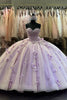 Load image into Gallery viewer, Sparkly Lilac Sweetheart Tulle Flower Quinceanera Dress with Sequined