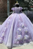 Load image into Gallery viewer, Off The Shoulder Lilac Floral Tulle Corset Quinceanera Dress with Appliques