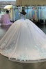 Load image into Gallery viewer, Blue Lilac Sparkly Off The Shoulder Beaded Quinceanera Dress with Appliques